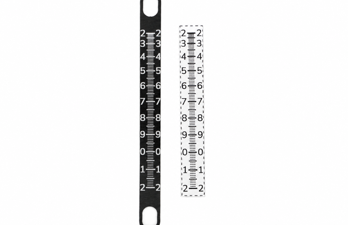 Black anodized aluminum engraved sight tape for field archery